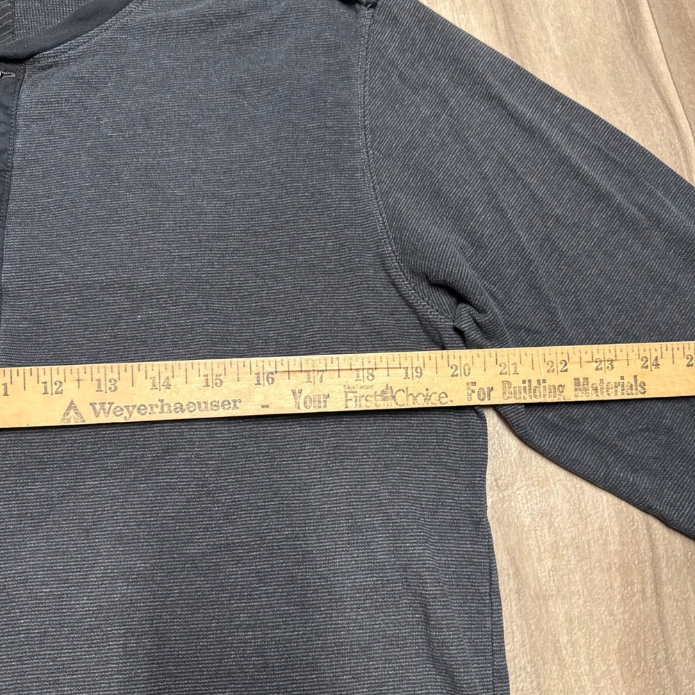 Point Zero Mens Henley Shirt Gray Long Sleeve Epaulette Textured Cotton Blend M - Picture 4 of 6